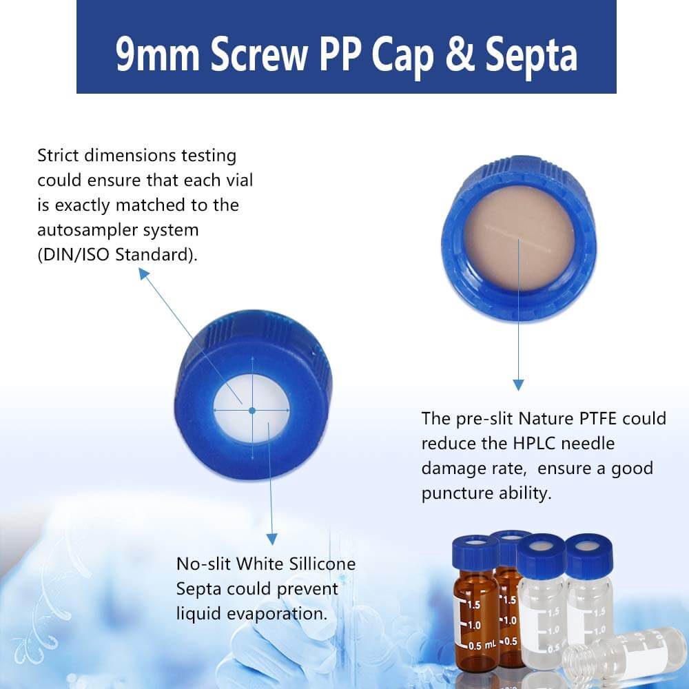 <h3>9 mm PTFE/Silicone Pre-slit Septa with Blue Cap - PerkinElmer</h3>

